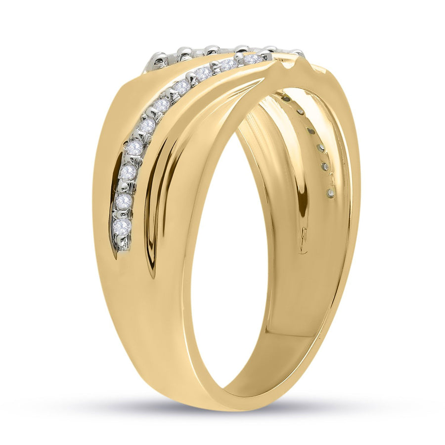 10kt Yellow Gold Mens Round Diamond Band Ring 1/4 Cttw