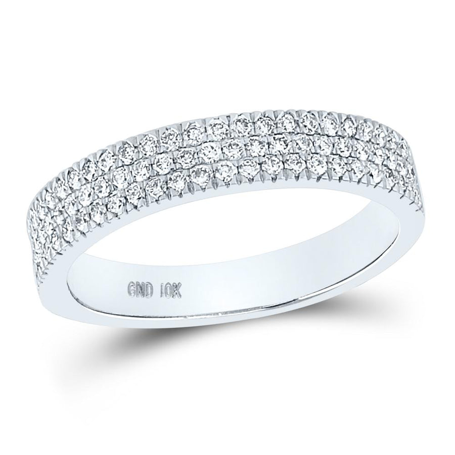 10kt White Gold Womens Round Diamond Pave Band Ring 1/2 Cttw