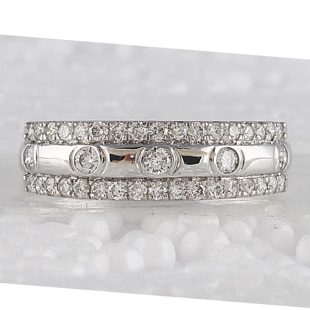 10kt White Gold Womens Round Diamond Anniversary Ring 1/2 Cttw