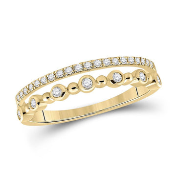 10kt Yellow Gold Womens Round Diamond Band Ring 1/5 Cttw