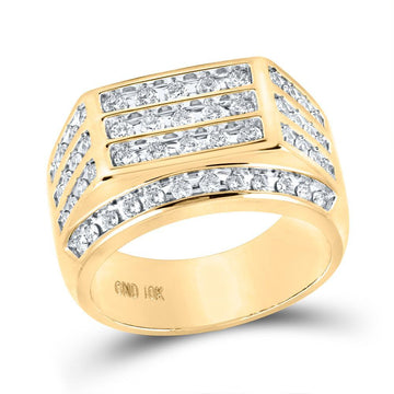 10kt Yellow Gold Mens Round Diamond Fashion Cluster Ring 1-1/2 Cttw