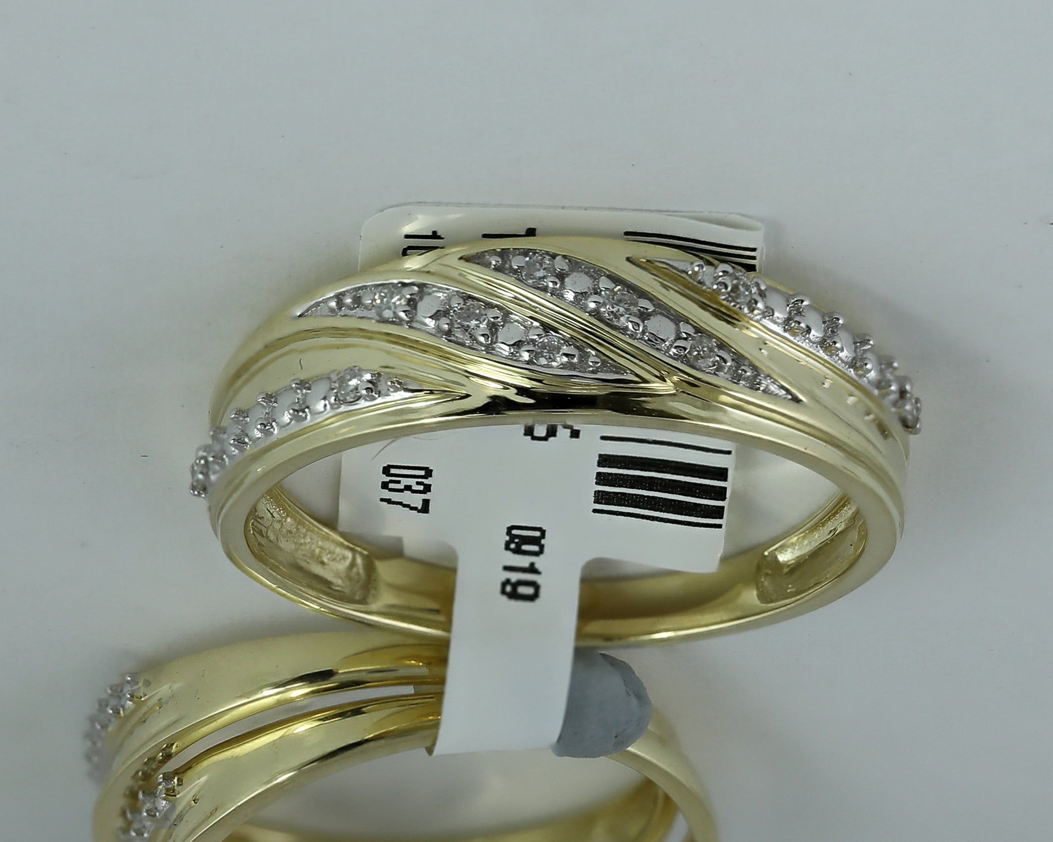 10kt Yellow Gold His Hers Round Diamond Cluster Matching Wedding Set 1/3 Cttw