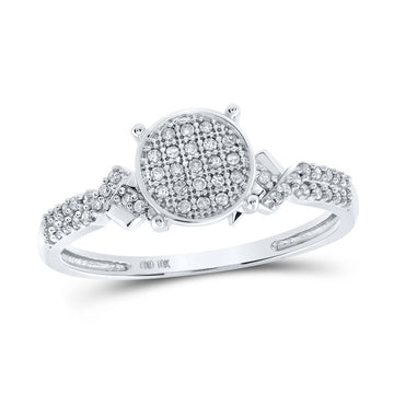 10kt White Gold Womens Round Diamond Cluster Ring 1/6 Cttw