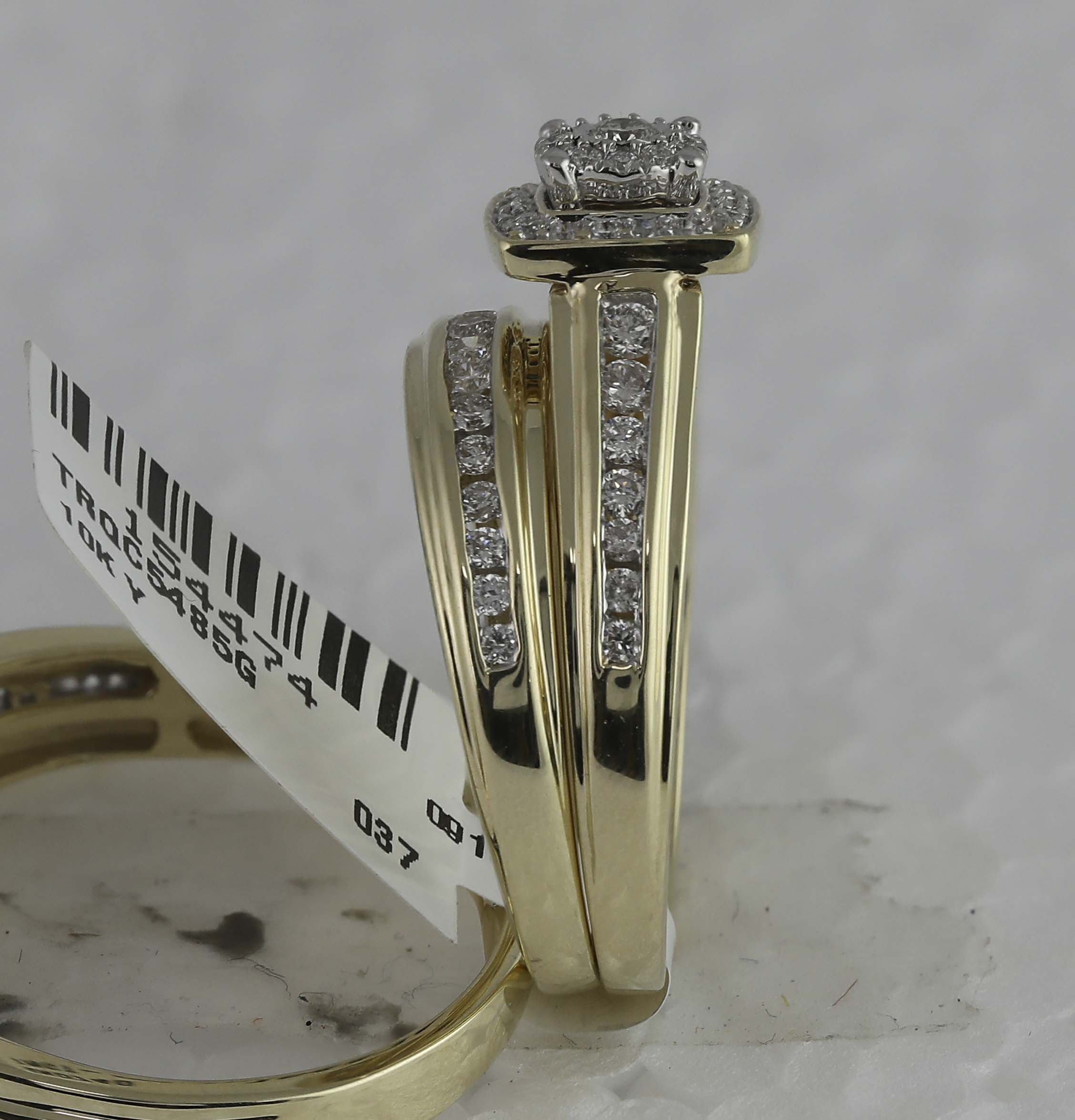 10kt Yellow Gold His Hers Round Diamond Halo Matching Wedding Set 7/8 Cttw