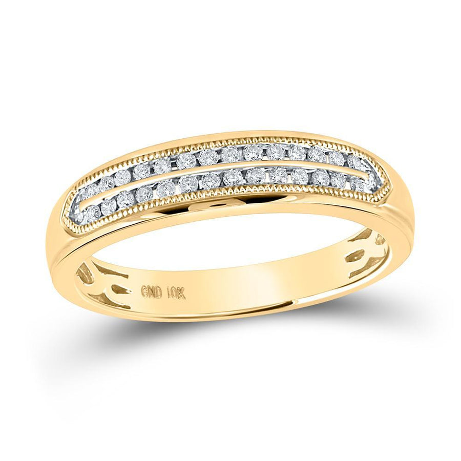 10kt Yellow Gold Mens Round Diamond Double Row Band Ring 1/4 Cttw
