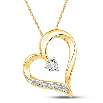 10kt Yellow Gold Womens Round Diamond Heart Pendant .01 Cttw