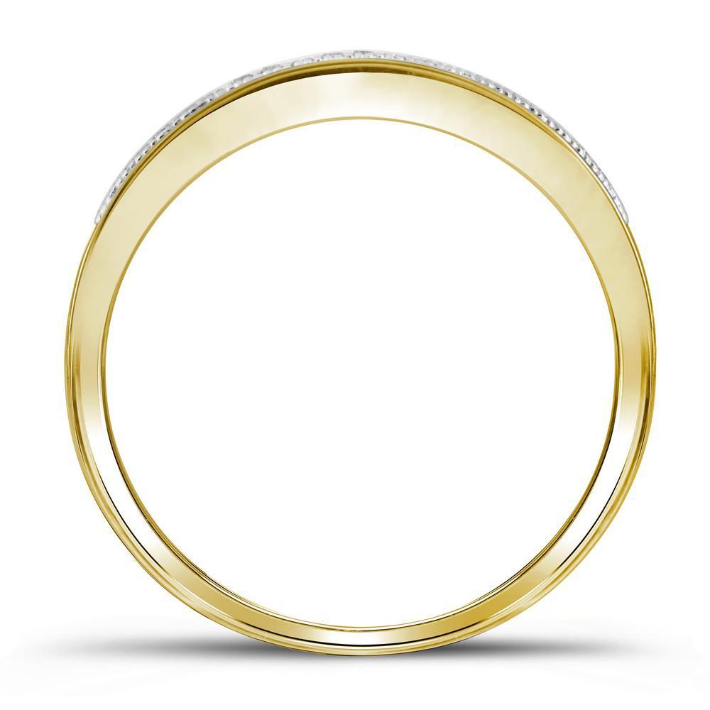 10kt Yellow Gold Round Diamond Square Bridal Wedding Ring Band Set 1/4 Cttw