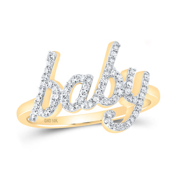 10kt Yellow Gold Womens Round Diamond BABY Band Ring 1/4 Cttw