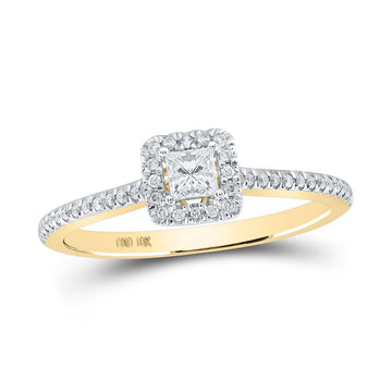 10kt Yellow Gold Princess Diamond Halo Bridal Wedding Engagement Ring 1/3 Cttw