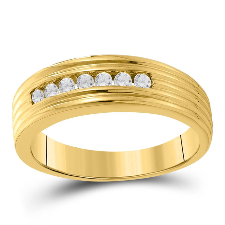 10kt Yellow Gold Mens Round Diamond Wedding Single Row Band Ring 1/4 Cttw