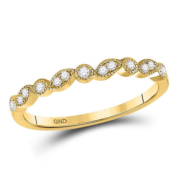 10kt Yellow Gold Womens Round Diamond Stackable Band Ring 1/10 Cttw