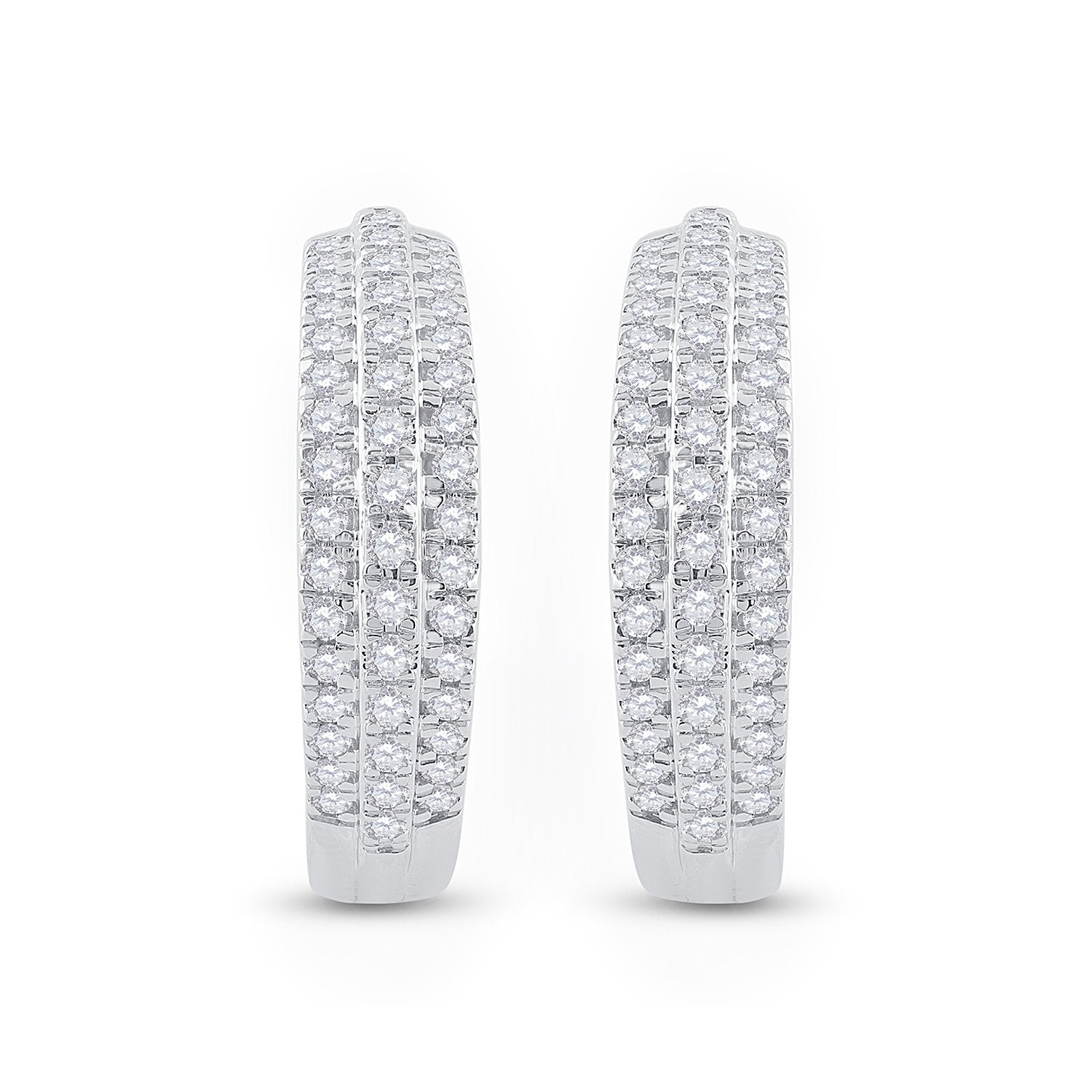 10kt White Gold Womens Round Diamond Hoop Earrings 1 Cttw