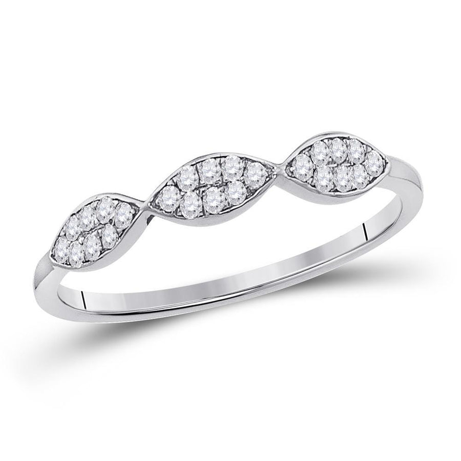 10kt White Gold Womens Round Diamond Oval Cluster Stackable Band Ring 1/8 Cttw