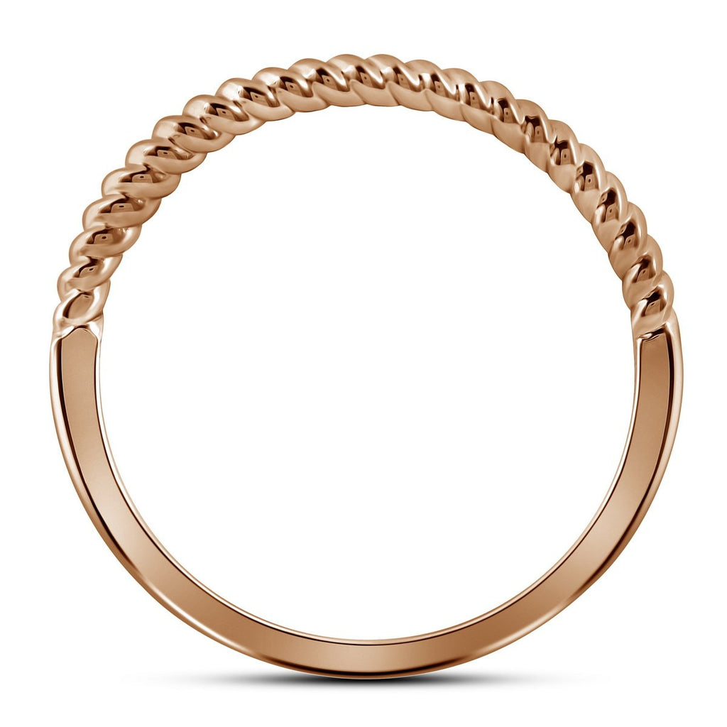 10kt Two-tone Gold Womens Round Diamond Stackable Rope Band Ring 1/5 Cttw