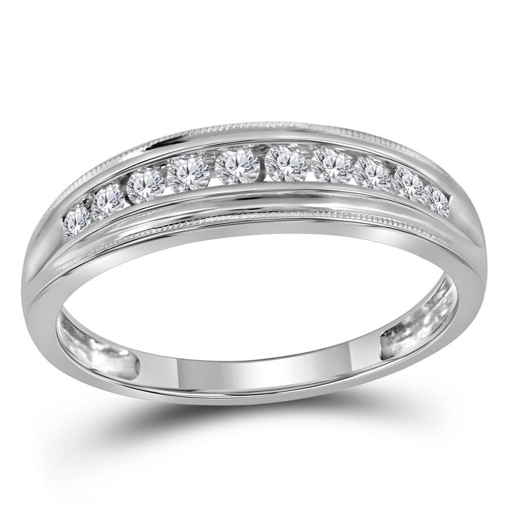 10kt White Gold Womens Round Diamond Single Row Band Ring 1/4 Cttw
