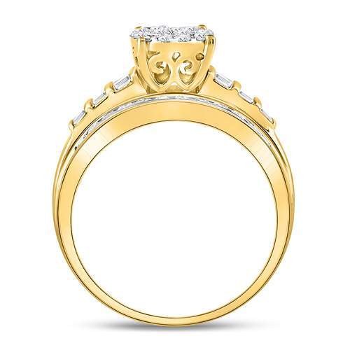 10kt Yellow Gold Diamond Oval Cluster Bridal Wedding Engagement Ring 1 Cttw