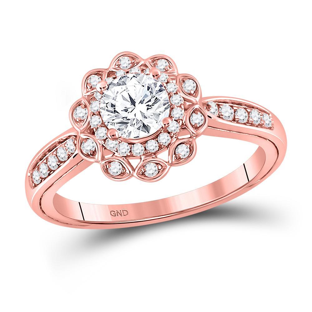 14kt Rose Gold Round Diamond Solitaire Bridal Wedding Engagement Ring 1 Cttw