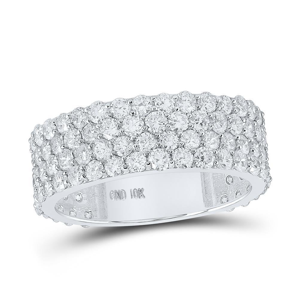 10kt White Gold Mens Round Diamond 4-Row Band Ring 4-1/4 Cttw