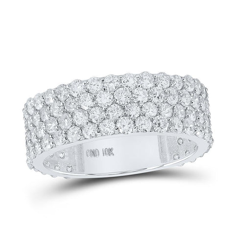 10kt White Gold Mens Round Diamond 4-Row Band Ring 4-1/4 Cttw