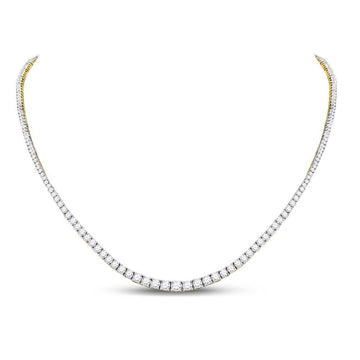 14kt Yellow Gold Womens Round Diamond Graduated Cocktail Necklace 9 Cttw
