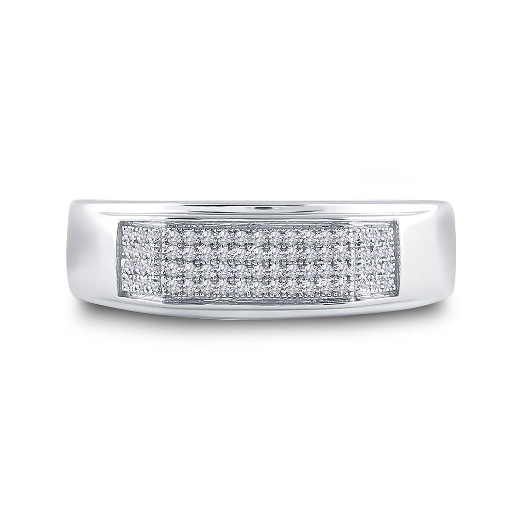 Sterling Silver Mens Round Diamond Wedding Band Ring 1/5 Cttw