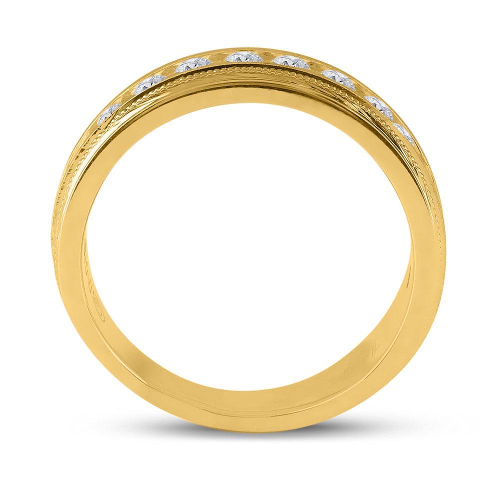 10kt Yellow Gold Mens Round Diamond Wedding Single Row Band Ring 1 Cttw