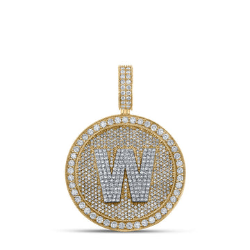 10kt Two-tone Gold Mens Round Diamond W Initial Letter Charm Pendant 3-5/8 Cttw