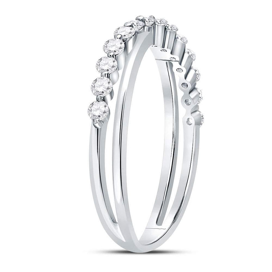 10kt White Gold Womens Round Diamond Crossover Stackable Band Ring 1/3 Cttw