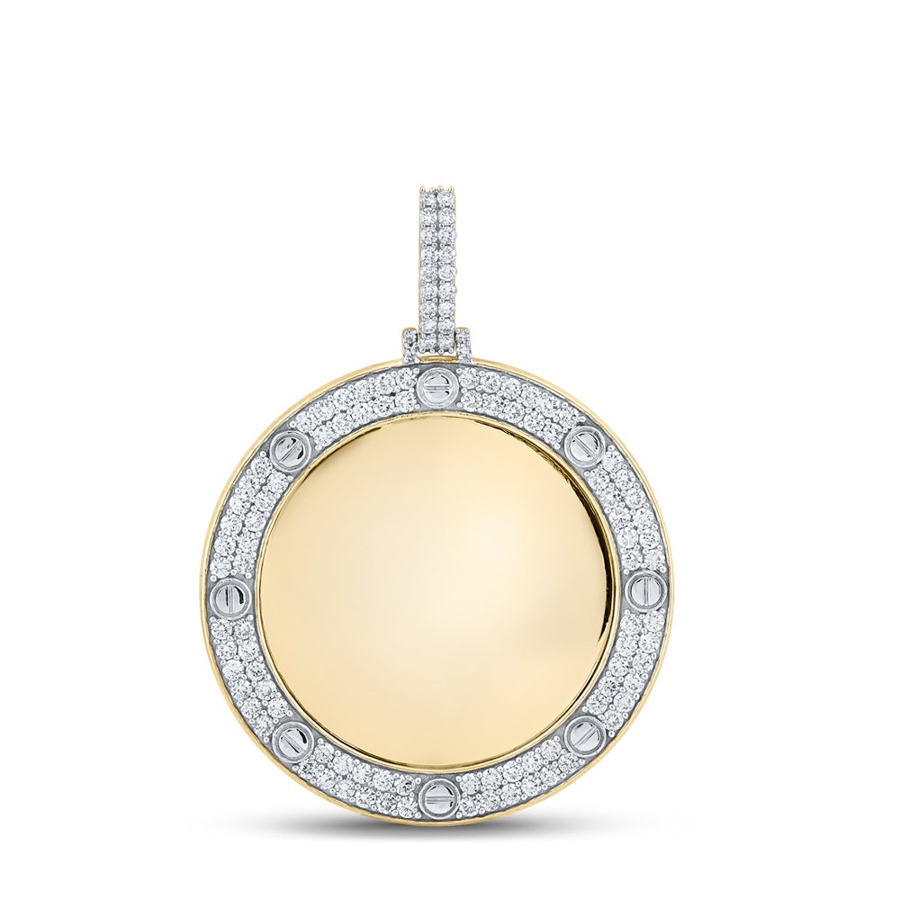 14kt Yellow Gold Mens Round Diamond Memory Circle Charm Pendant 2 Cttw