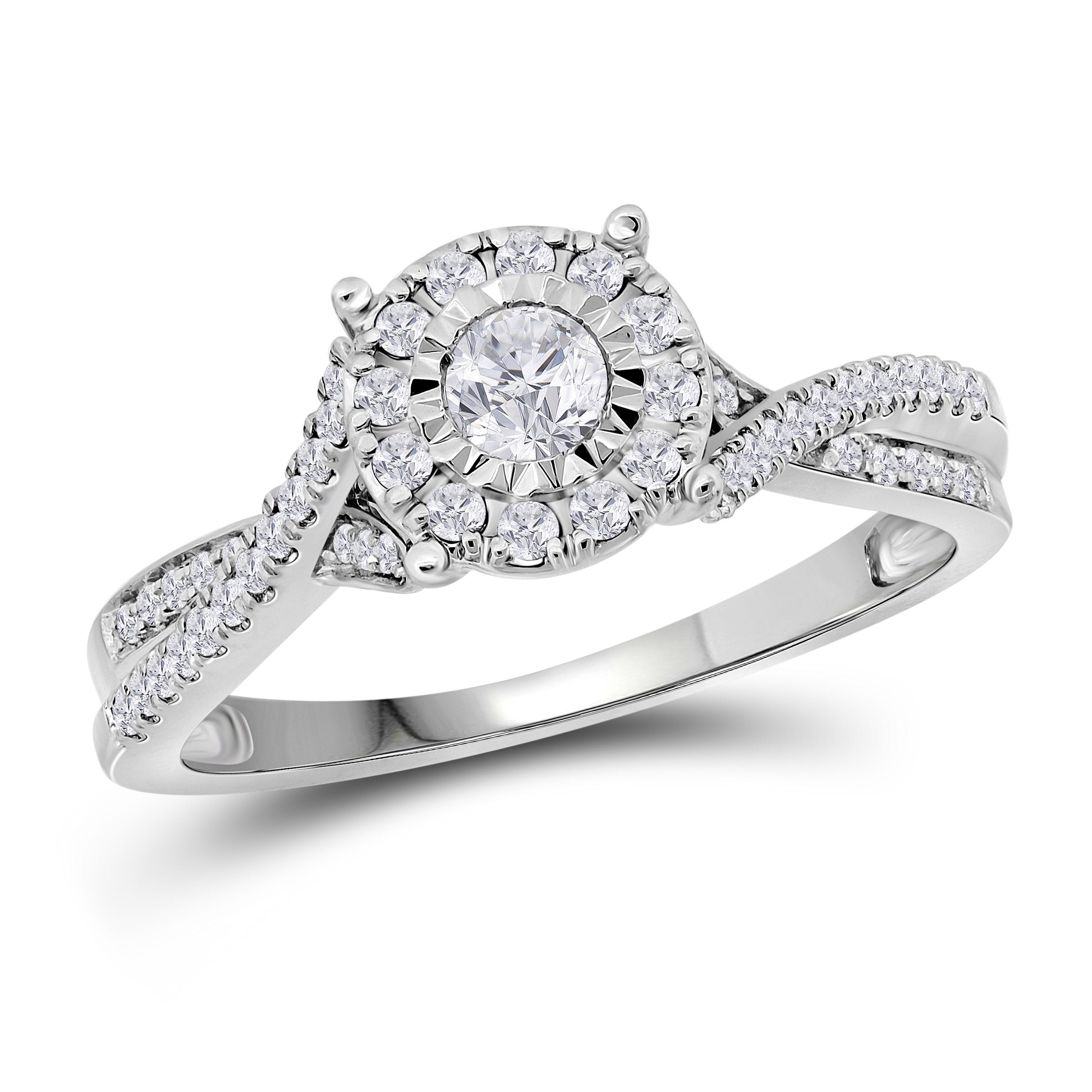 14kt White Gold Round Diamond Solitaire Bridal Wedding Engagement Ring 1/3 Cttw