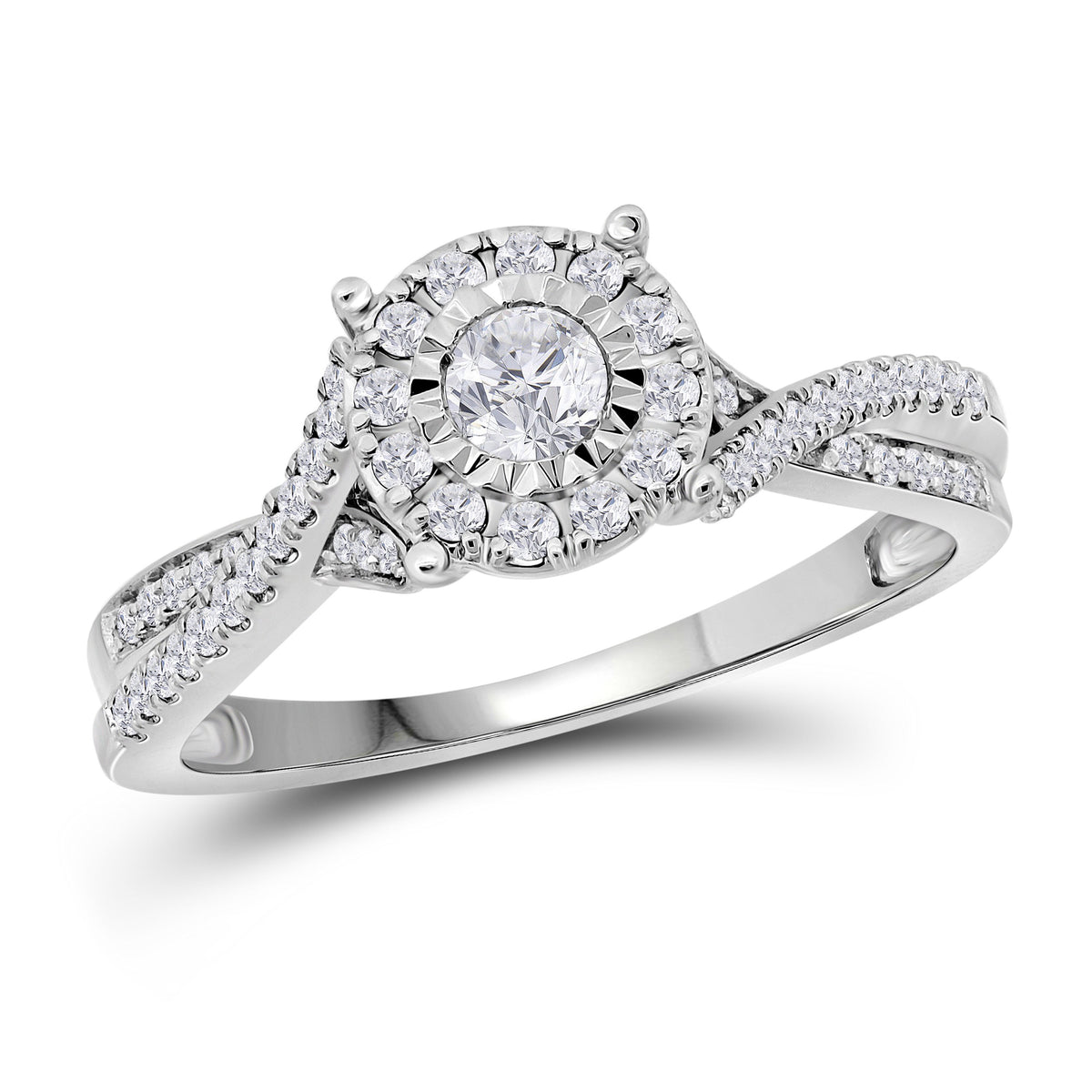 14kt White Gold Round Diamond Solitaire Bridal Wedding Engagement Ring 1/3 Cttw