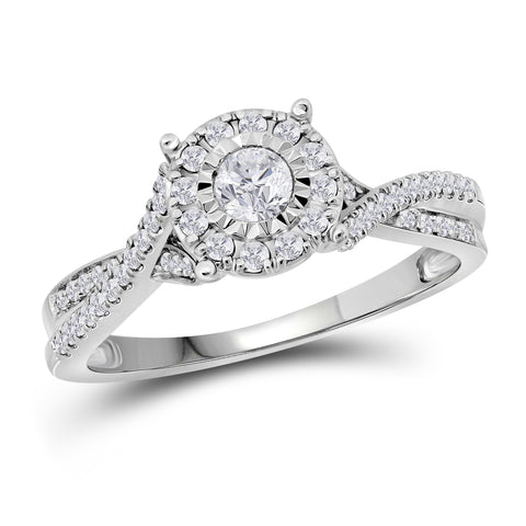 14kt White Gold Round Diamond Solitaire Bridal Wedding Engagement Ring 1/3 Cttw