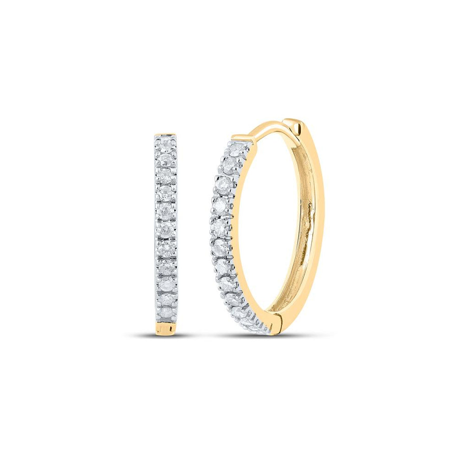 10kt Yellow Gold Womens Round Diamond Hoop Earrings 1/2 Cttw