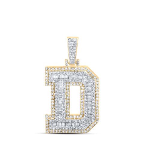 10kt Yellow Gold Mens Round Diamond D Initial Letter Charm Pendant 1-1/3 Cttw