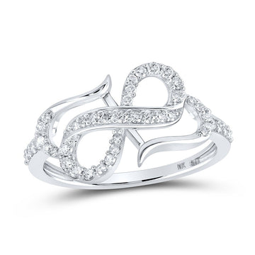 10kt White Gold Womens Round Diamond Infinity Heart Ring 1/3 Cttw