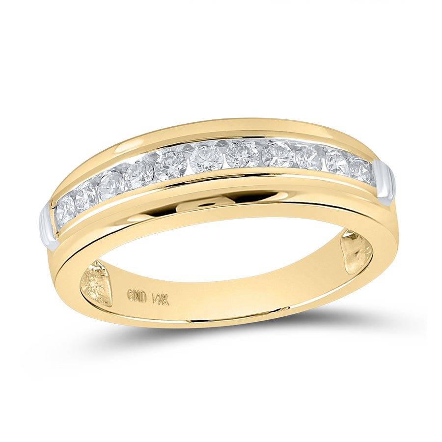 14kt Yellow Gold Mens Round Diamond Wedding Band Ring 1/2 Cttw