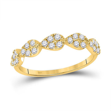 10kt Yellow Gold Womens Round Diamond Teardrop Stackable Band Ring 1/3 Cttw