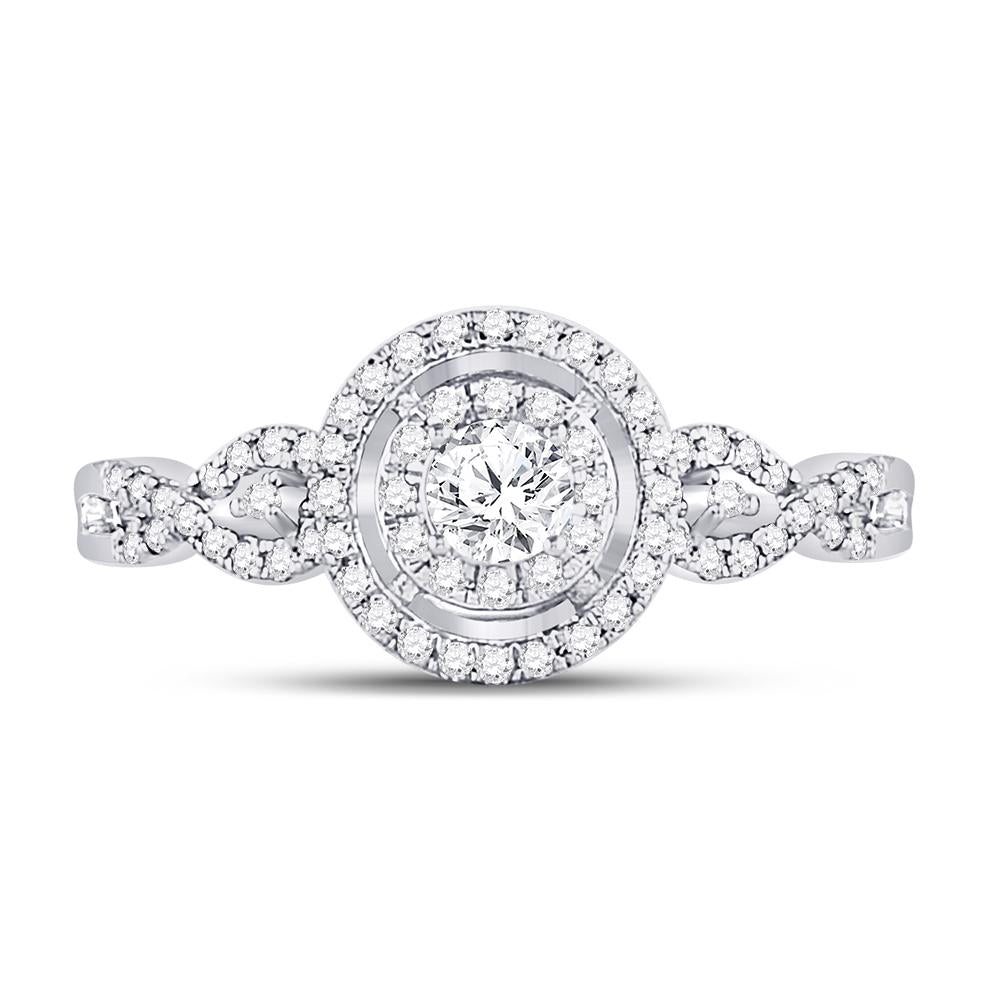 10kt White Gold Round Diamond Solitaire Bridal Wedding Engagement Ring 3/8 Cttw
