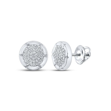 10kt White Gold Womens Round Diamond Cluster Earrings 1/5 Cttw