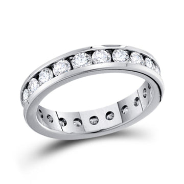 14kt White Gold Womens Round Diamond Eternity Wedding Band 1 Cttw