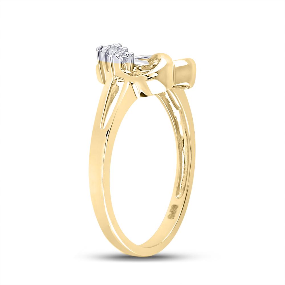 Yellow-tone Sterling Silver Womens Round Diamond Mom Heart Ring .03 Cttw