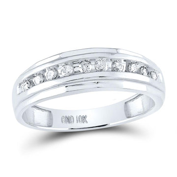 14kt White Gold Mens Round Diamond Wedding Band Ring 1/4 Cttw