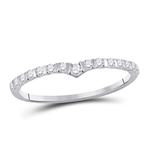 10kt White Gold Womens Round Diamond Chevron Stackable Band Ring 1/4 Cttw