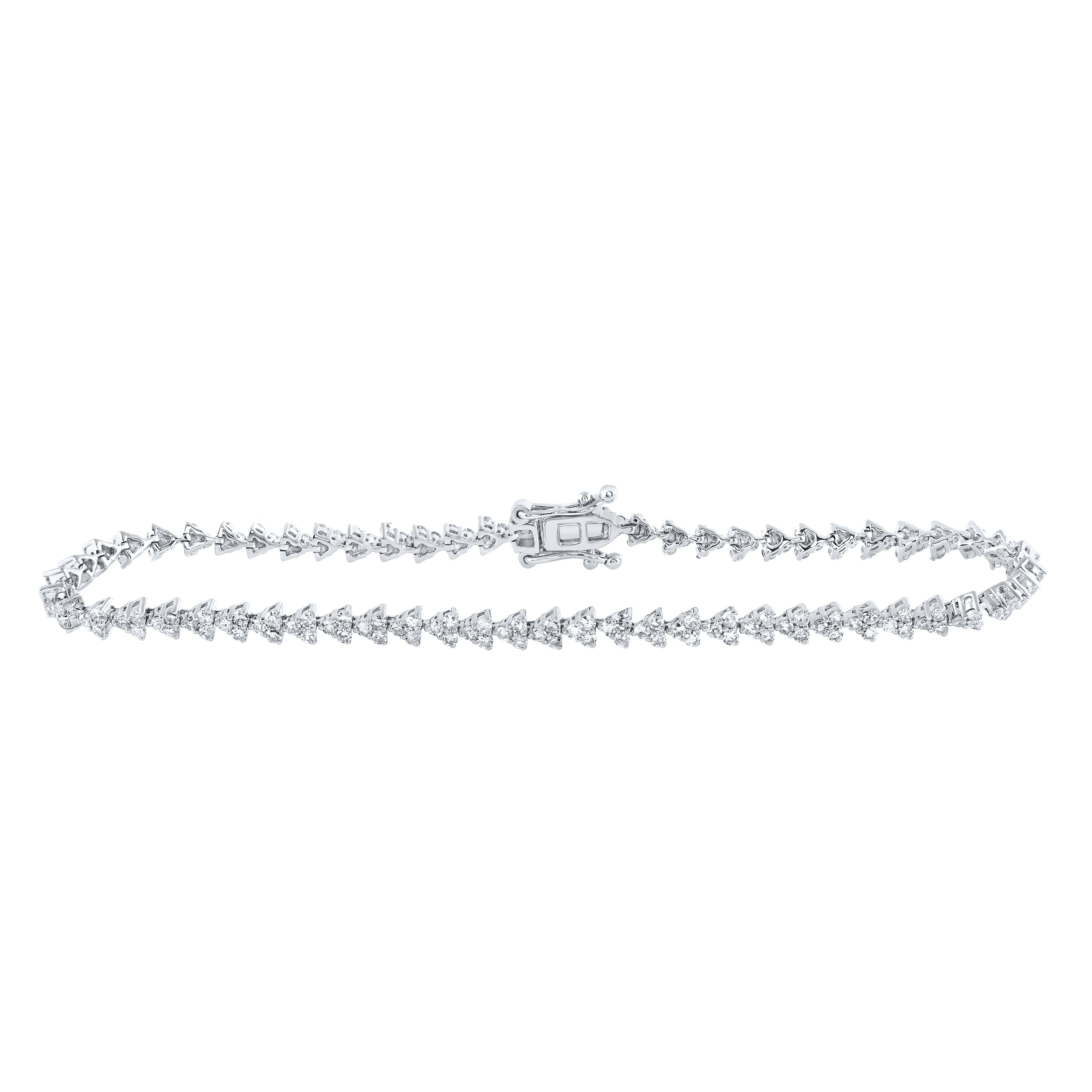 14kt White Gold Womens Round Diamond Single Row Tennis Bracelet 1-7/8 Cttw