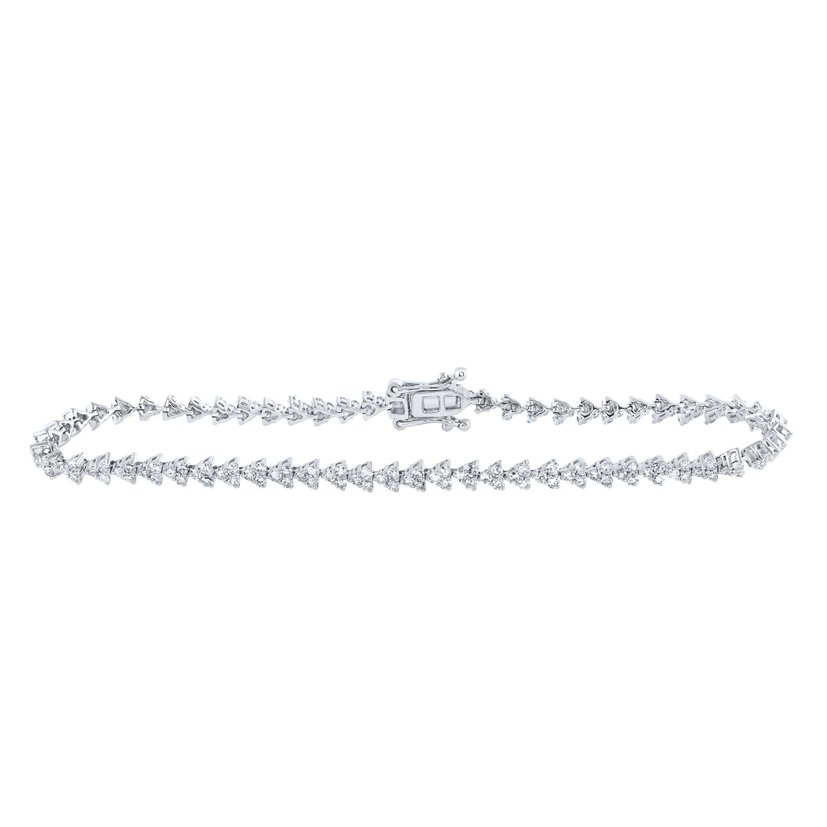 14kt White Gold Womens Round Diamond Single Row Tennis Bracelet 1-7/8 Cttw