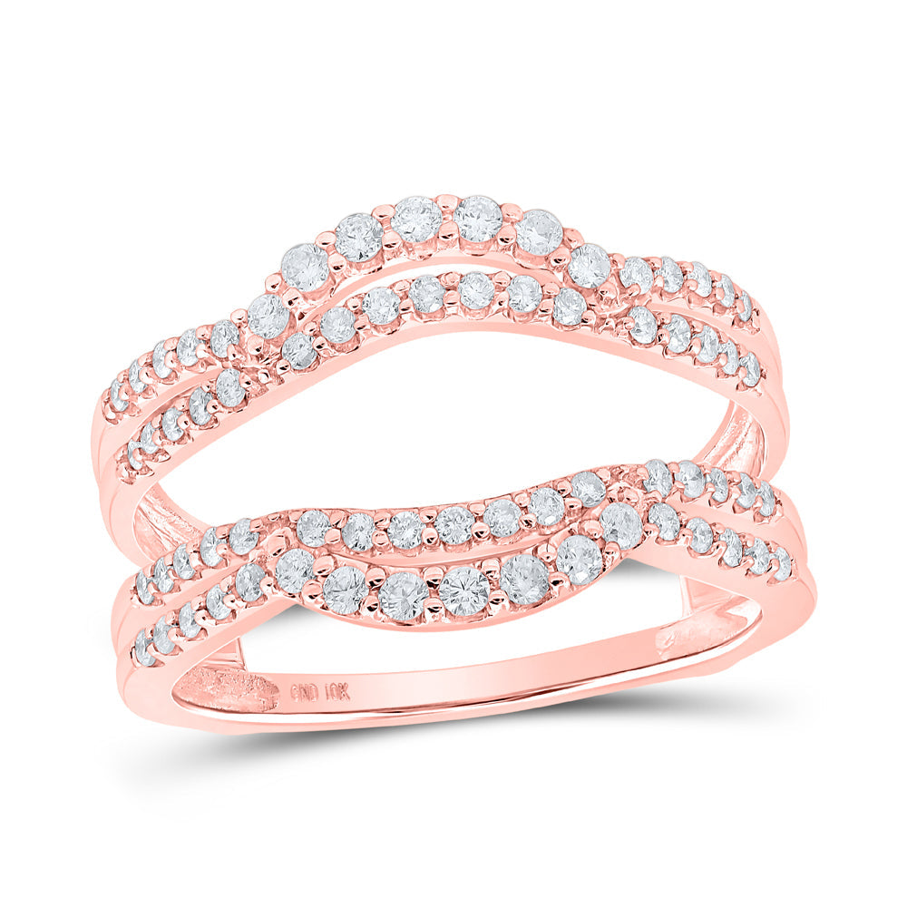 10kt Rose Gold Womens Round Diamond Wrap Enhancer Wedding Band 1/2 Cttw