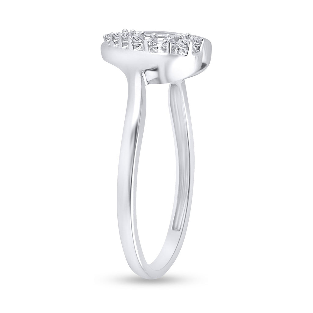 Sterling Silver Womens Round Diamond Heart Ring 1/20 Cttw