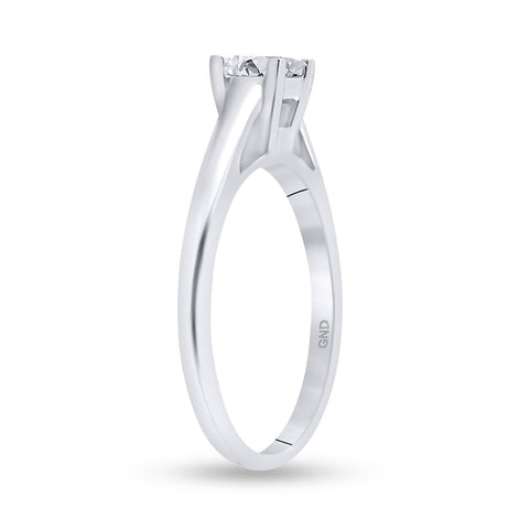 14kt White Gold Womens Round Diamond Princess Ring 1/2 Cttw