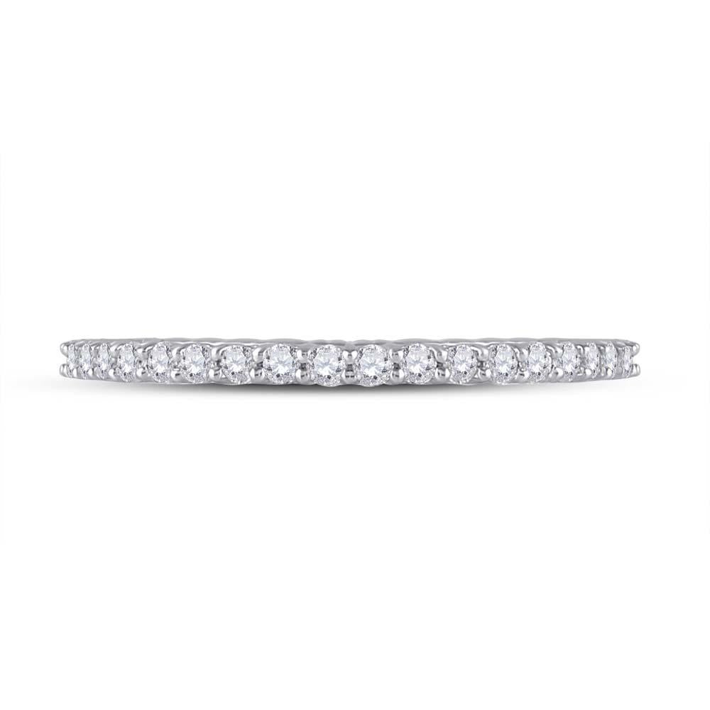 14kt White Gold Womens Round Diamond Eternity Wedding Band 1/2 Cttw