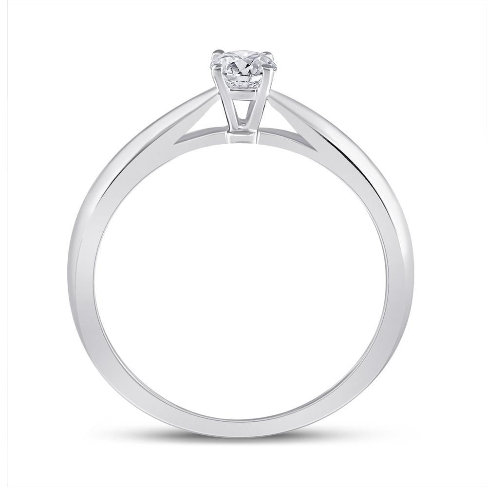 14kt White Gold Womens Round Diamond Solitaire Bridal Wedding Engagement Ring 1/4 Cttw